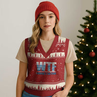 WTF Where's The Fish V-Neck Knit Sweater Vest Funny Fishing Gifts Fathers Day - Wonder Print Shop