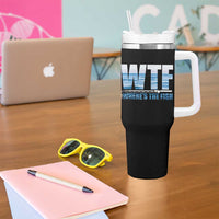 WTF Where's The Fish Tumbler With Handle Funny Fishing Gifts Fathers Day - Wonder Print Shop