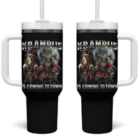 Krampus Is Coming To Town Tumbler With Handle Vintage Gothic Dark Xmas Gift Horror Holiday - Wonder Print Shop
