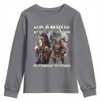 Krampus Is Coming To Town Youth Sweatshirt Vintage Gothic Dark Xmas Gift Horror Holiday - Wonder Print Shop