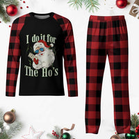 I Do It For The Hos Plaid Pajama Set Rude Offensive Christmas Santa Face Retro Bootleg - Wonder Print Shop