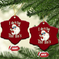 I Do It For The Hos Ceramic Ornament Rude Offensive Christmas Santa Face Retro Bootleg - Wonder Print Shop
