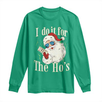 I Do It For The Hos Long Sleeve Shirt Rude Offensive Christmas Santa Face Retro Bootleg - Wonder Print Shop