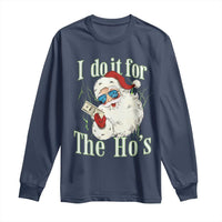 I Do It For The Hos Long Sleeve Shirt Rude Offensive Christmas Santa Face Retro Bootleg - Wonder Print Shop