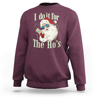 I Do It For The Hos Sweatshirt Rude Offensive Christmas Santa Face Retro Bootleg - Wonder Print Shop