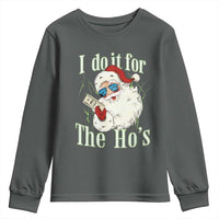 I Do It For The Hos Youth Sweatshirt Rude Offensive Christmas Santa Face Retro Bootleg - Wonder Print Shop