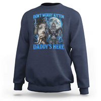 Funny Alpha Wolf Sweatshirt Don't Worry Kitten Daddy's Here 90s Vintage Bootleg - Wonder Print Shop