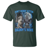 Funny Alpha Wolf T Shirt Don't Worry Kitten Daddy's Here 90s Vintage Bootleg - Wonder Print Shop