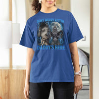 Funny Alpha Wolf T Shirt For Women Don't Worry Kitten Daddy's Here 90s Vintage Bootleg - Wonder Print Shop