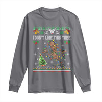 Marcus The Worm Christmas Meme Long Sleeve Shirt I Dont Like This Tree Brainrot Funny Ugly Xmas - Wonder Print Shop