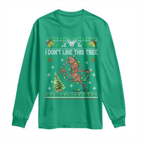 Marcus The Worm Christmas Meme Long Sleeve Shirt I Dont Like This Tree Brainrot Funny Ugly Xmas - Wonder Print Shop