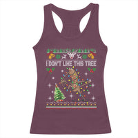 Marcus The Worm Christmas Meme Racerback Tank Top I Dont Like This Tree Brainrot Funny Ugly Xmas - Wonder Print Shop