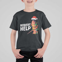 Marcus The Worm Christmas T Shirt For Kid Robert Help Internet Weirdcore Brainrot Humor - Wonder Print Shop