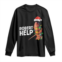 Marcus The Worm Christmas Long Sleeve Shirt Robert Help Internet Weirdcore Brainrot Humor - Wonder Print Shop