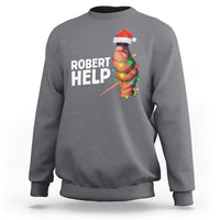 Marcus The Worm Christmas Sweatshirt Robert Help Internet Weirdcore Brainrot Humor - Wonder Print Shop