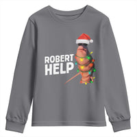 Marcus The Worm Christmas Youth Sweatshirt Robert Help Internet Weirdcore Brainrot Humor - Wonder Print Shop