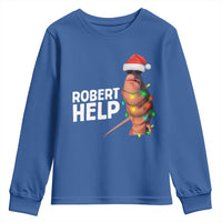 Marcus The Worm Christmas Youth Sweatshirt Robert Help Internet Weirdcore Brainrot Humor - Wonder Print Shop