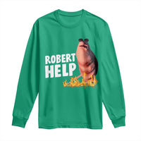 Marcus The Worm Long Sleeve Shirt Funny Brainrot Meme Robert Help - Wonder Print Shop