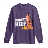 Marcus The Worm Long Sleeve Shirt Funny Brainrot Meme Robert Help - Wonder Print Shop