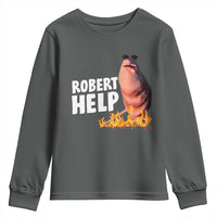 Marcus The Worm Youth Sweatshirt Funny Brainrot Meme Robert Help - Wonder Print Shop