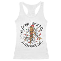 Marcus The Worm Christmas Meme Racerback Tank Top I'm Fine Everything is Fine - Wonder Print Shop