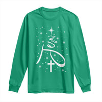 Jesus Christmas Tree Long Sleeve Shirt Christian Faith - Wonder Print Shop