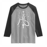 Jesus Christmas Tree Raglan Shirt Christian Faith - Wonder Print Shop