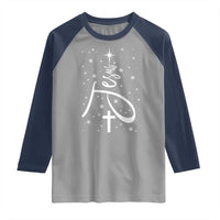 Jesus Christmas Tree Raglan Shirt Christian Faith - Wonder Print Shop