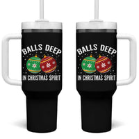 Funny Dirty Christmas Tumbler With Handle Rude Adult Humor Balls Deep Into Christmas Spirit - Wonder Print Shop