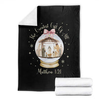 Nativity Scene Christmas Throw Blanket The Greatest Gift of All Christian Coquette Bow Matthew 1:21 - Wonder Print Shop