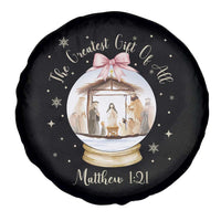 Nativity Scene Christmas Spare Tire Cover The Greatest Gift of All Christian Coquette Bow Matthew 1:21 - Wonder Print Shop