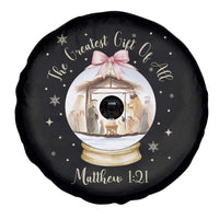 Nativity Scene Christmas Spare Tire Cover The Greatest Gift of All Christian Coquette Bow Matthew 1:21 - Wonder Print Shop