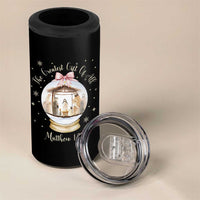 Nativity Scene Christmas 4 in 1 Can Cooler Tumbler The Greatest Gift of All Christian Coquette Bow Matthew 1:21 - Wonder Print Shop