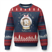 Nativity Scene Xmas Ugly Christmas Sweater The Greatest Gift of All Christian Coquette Bow Matthew 1:21 - Wonder Print Shop