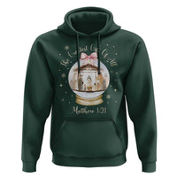 Nativity Scene Christmas Hoodie The Greatest Gift of All Christian Coquette Bow Matthew 1:21 - Wonder Print Shop
