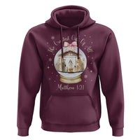 Nativity Scene Christmas Hoodie The Greatest Gift of All Christian Coquette Bow Matthew 1:21 - Wonder Print Shop