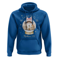 Nativity Scene Christmas Hoodie The Greatest Gift of All Christian Coquette Bow Matthew 1:21 - Wonder Print Shop