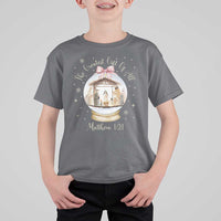 Nativity Scene Christmas T Shirt For Kid The Greatest Gift of All Christian Coquette Bow Matthew 1:21 - Wonder Print Shop