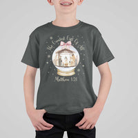 Nativity Scene Christmas T Shirt For Kid The Greatest Gift of All Christian Coquette Bow Matthew 1:21 - Wonder Print Shop