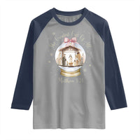 Nativity Scene Christmas Raglan Shirt The Greatest Gift of All Christian Coquette Bow Matthew 1:21 - Wonder Print Shop