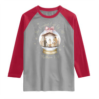 Nativity Scene Christmas Raglan Shirt The Greatest Gift of All Christian Coquette Bow Matthew 1:21 - Wonder Print Shop