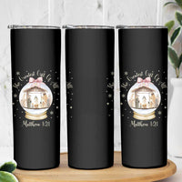 Nativity Scene Christmas Skinny Tumbler The Greatest Gift of All Christian Coquette Bow Matthew 1:21 - Wonder Print Shop