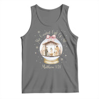 Nativity Scene Christmas Tank Top The Greatest Gift of All Christian Coquette Bow Matthew 1:21 - Wonder Print Shop