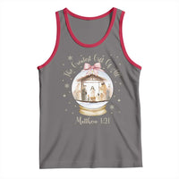 Nativity Scene Christmas Tank Top The Greatest Gift of All Christian Coquette Bow Matthew 1:21 - Wonder Print Shop