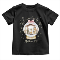 Nativity Scene Christmas Toddler T Shirt The Greatest Gift of All Christian Coquette Bow Matthew 1:21 - Wonder Print Shop