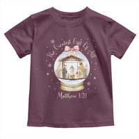 Nativity Scene Christmas Toddler T Shirt The Greatest Gift of All Christian Coquette Bow Matthew 1:21 - Wonder Print Shop