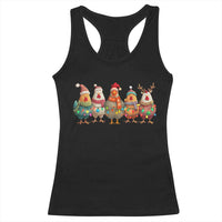 Funny Christmas Chicken Racerback Tank Top Funny Xmas Chickens Animals Farm Lover Gift - Wonder Print Shop