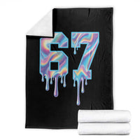 Baseball Drip Number 67 Player Throw Blanket Funny Six Seven Meme 67th Birthday Holographic Dripping - Wonder Print Shop