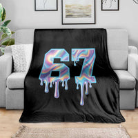 Baseball Drip Number 67 Player Throw Blanket Funny Six Seven Meme 67th Birthday Holographic Dripping - Wonder Print Shop