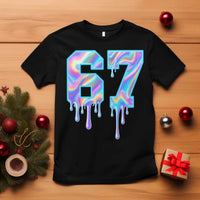 Baseball Drip Number 67 Player T Shirt Funny Six Seven Meme 67th Birthday Holographic Dripping - Wonder Print Shop